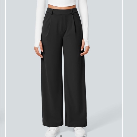 NWT HaloTek Air™ High Waisted Side Pocket Work Flare Pants Black Medium Petite - Picture 1 of 5
